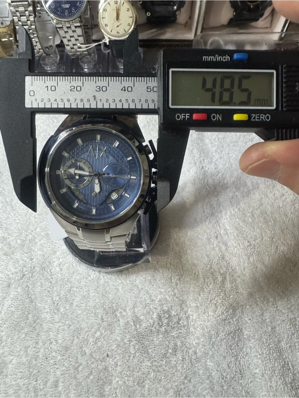 A/X Armani Exchange Men's Blue Dial Silver-Tone Chronograph Watch